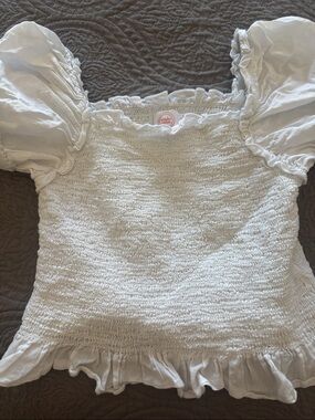 wonder nation White Smocked Puff Sleeve Blouse